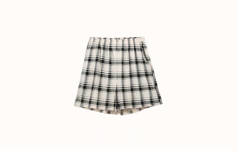 チェックパンツ 快適リラックス格子柄ショートパンツ