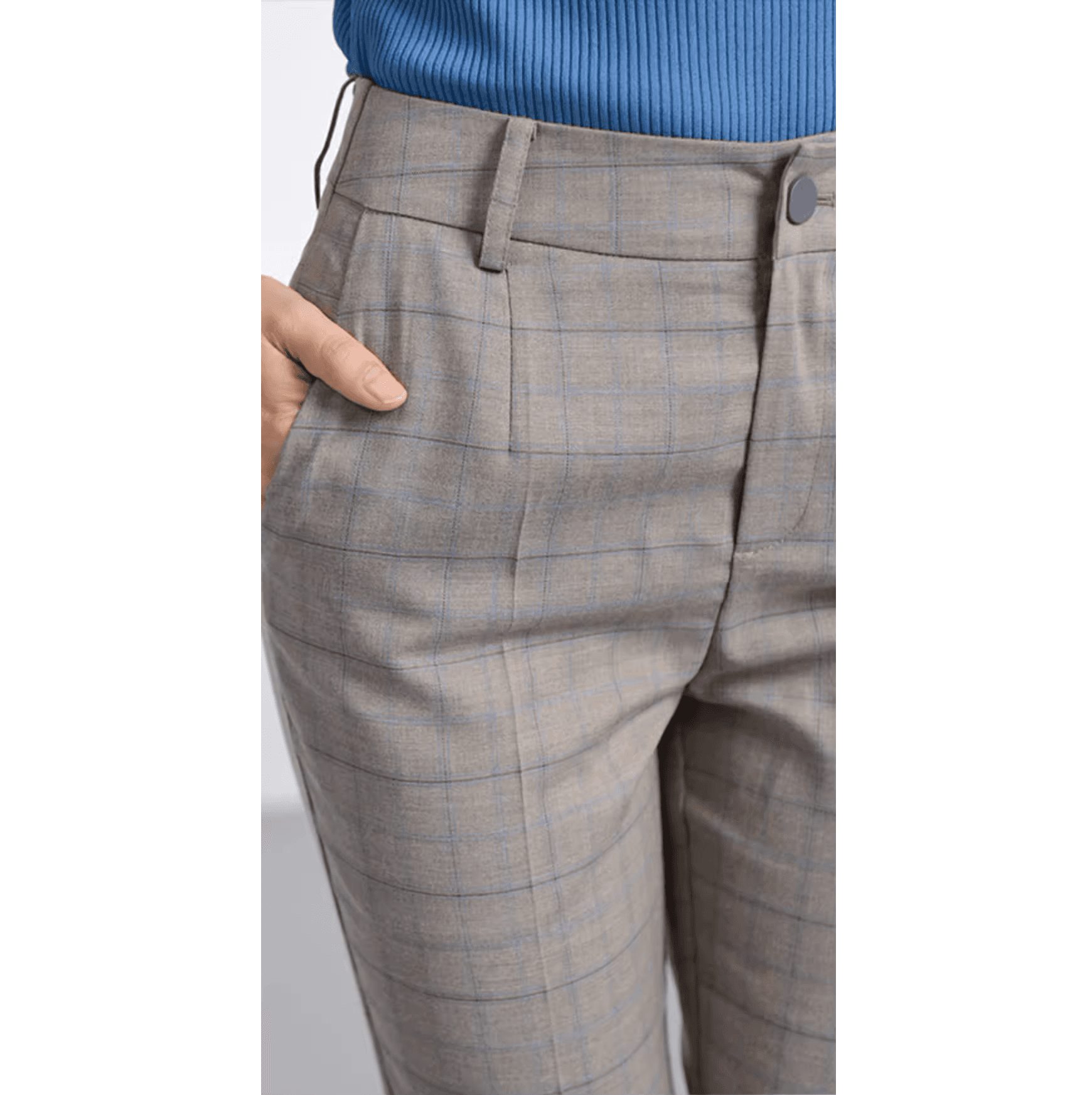 チェックパンツ 九分丈グレンチェックテーパードパンツ