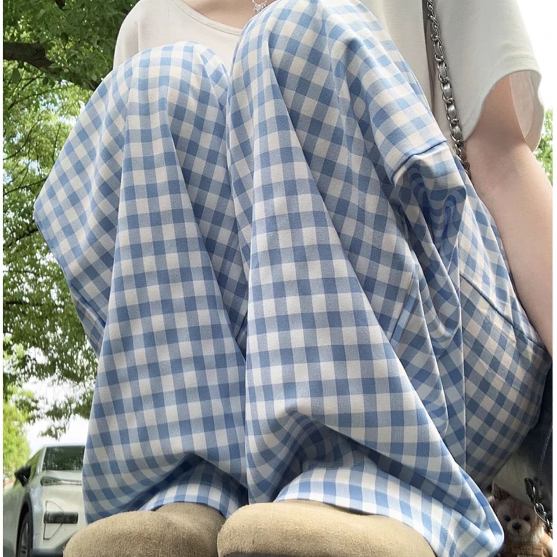チェックパンツ 格子柄ゆったりリラックスパンツ