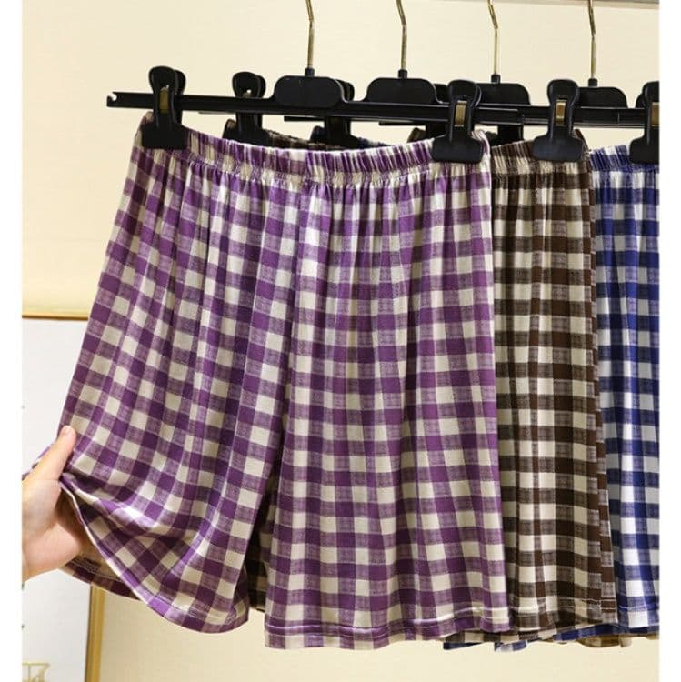 チェックパンツ 清涼格子柄ゆったり ショートパンツ