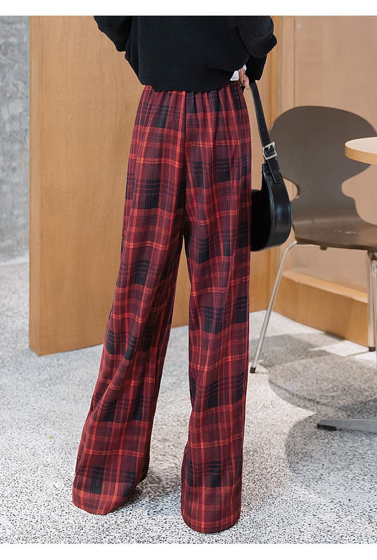 チェックパンツ ゆったりチェックワイドパンツ
