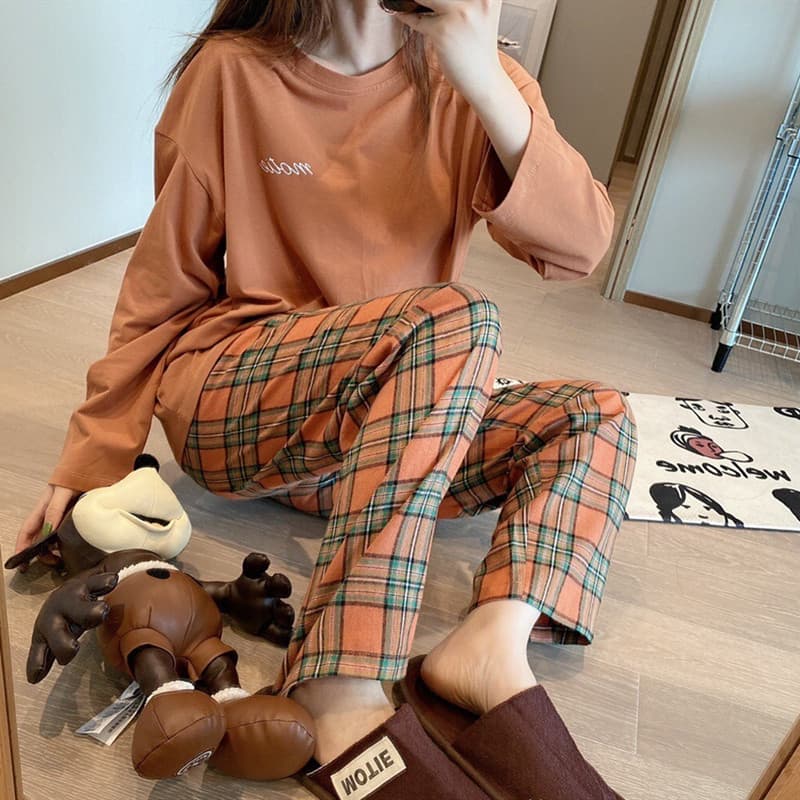チェックパンツ 格子柄ゆったりワイドチェックパンツスラックス