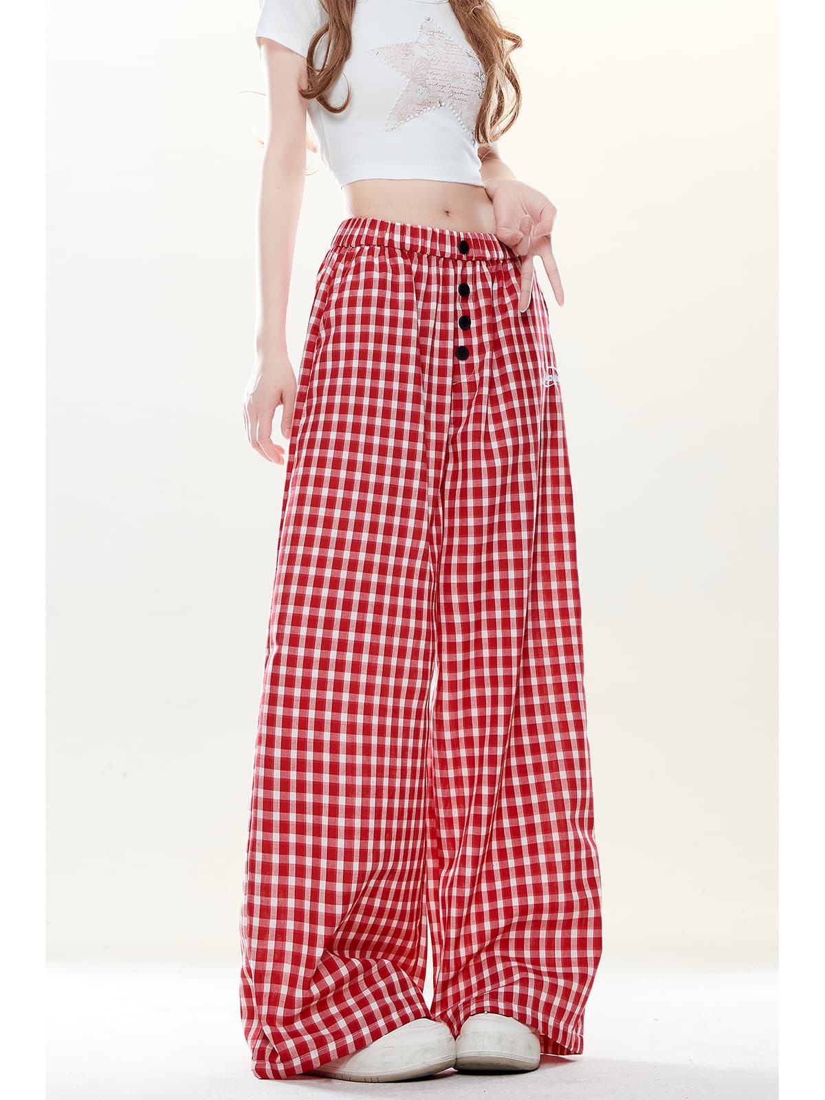 チェックパンツ ピクニックワイドパンツ