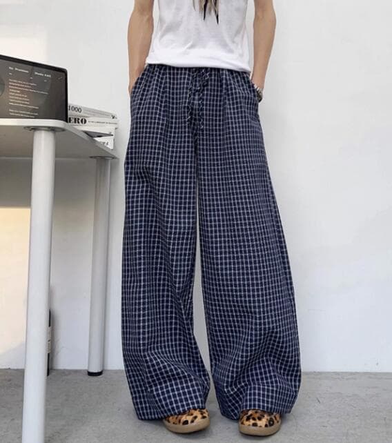 チェックパンツ メンズ チェック柄 ワイドパンツ ゆったり
