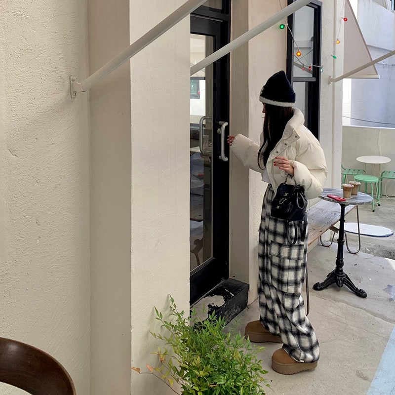 チェックパンツ 今季必須アイテム着痩せチェック柄カーゴパンツ