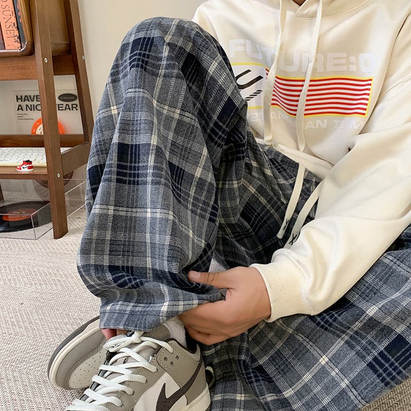 チェックパンツゆったりタータンチェックパンツ