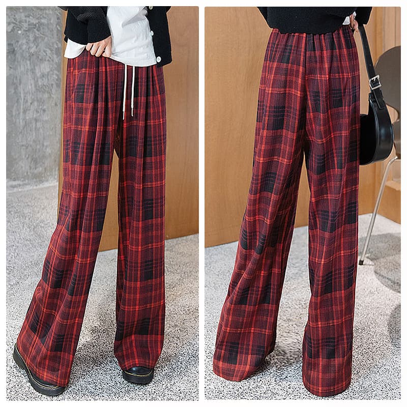 チェックパンツ ゆったりチェックワイドパンツ