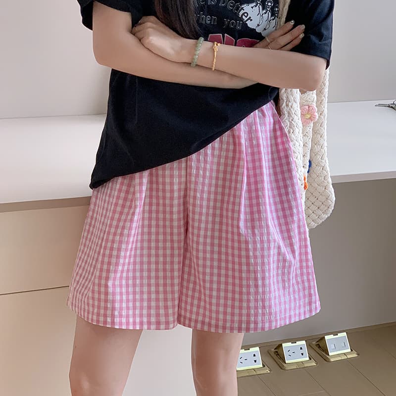 チェックパンツ カジュアルギンガムチェックフレアパンツ