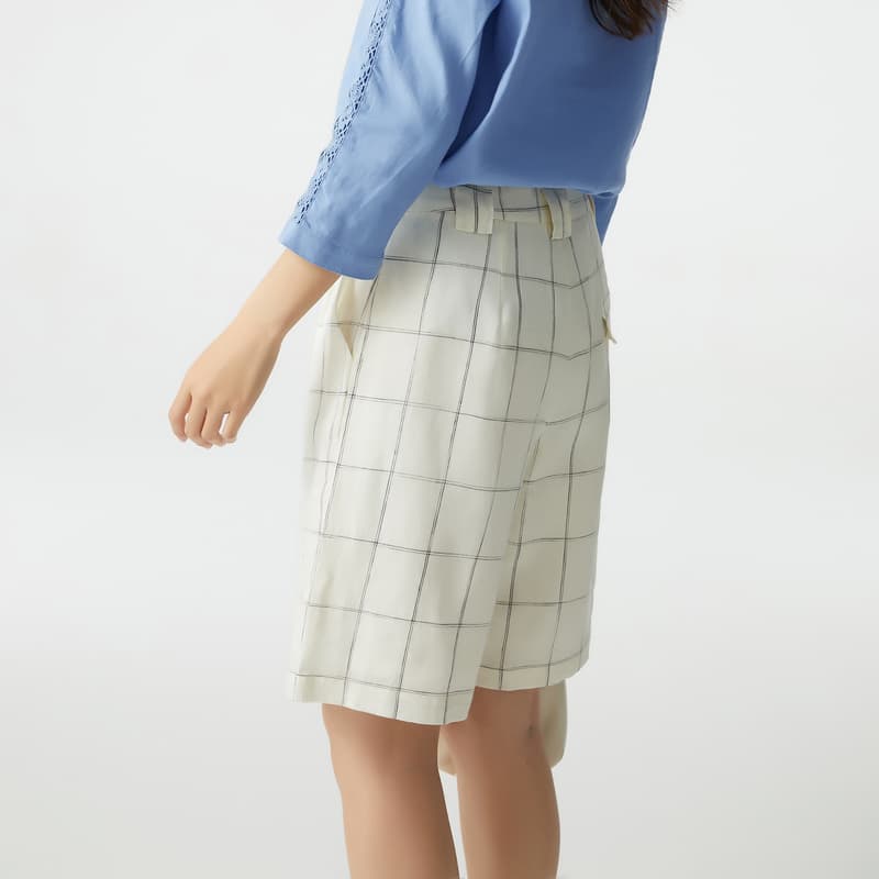 チェックパンツ ショート 格子模様入りすっきりショートパンツ