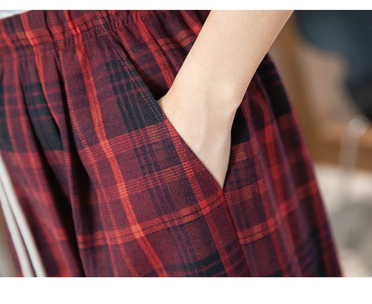 チェックパンツ ゆったりチェックワイドパンツ
