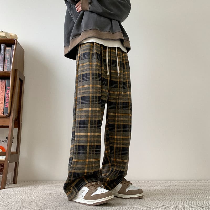 チェックパンツゆったりタータンチェックパンツ