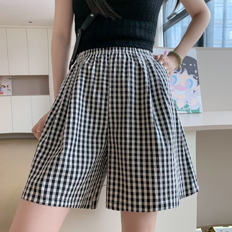 チェックパンツ カジュアルギンガムチェックフレアパンツ