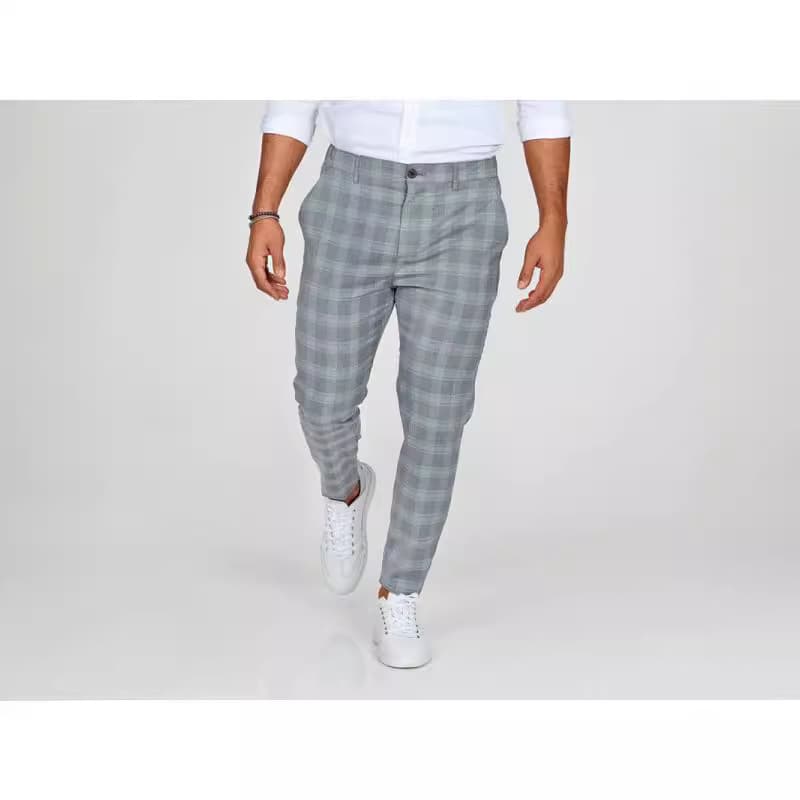 チェックパンツ モダンチェック テーパードパンツ