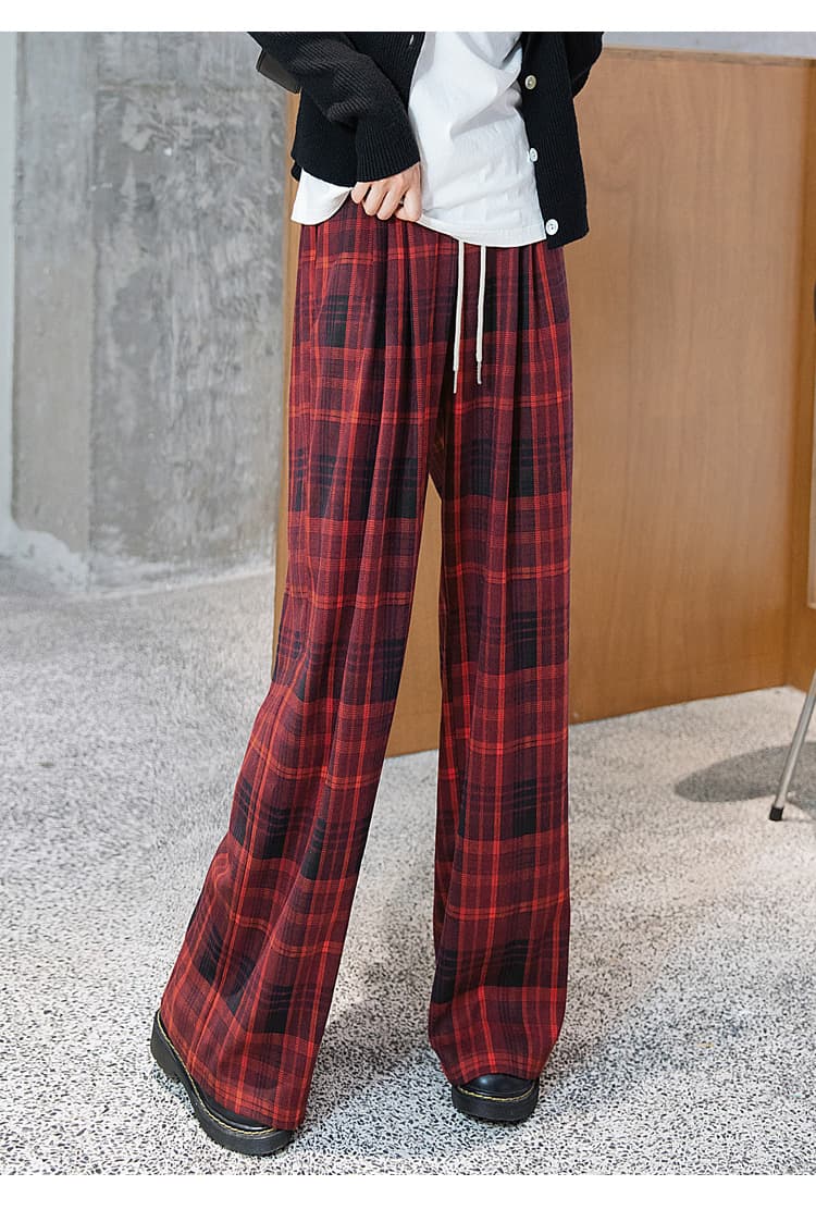チェックパンツ ゆったりチェックワイドパンツ