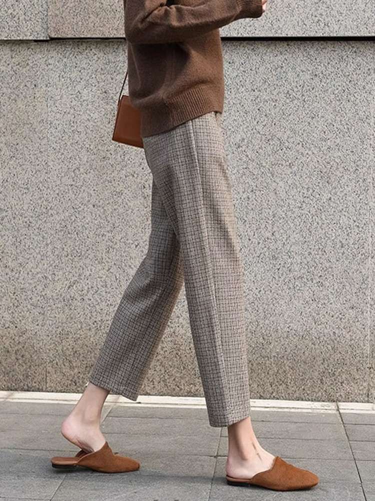 チェックパンツ 上品ギンガムチェック仕立てのゆったりパンツ