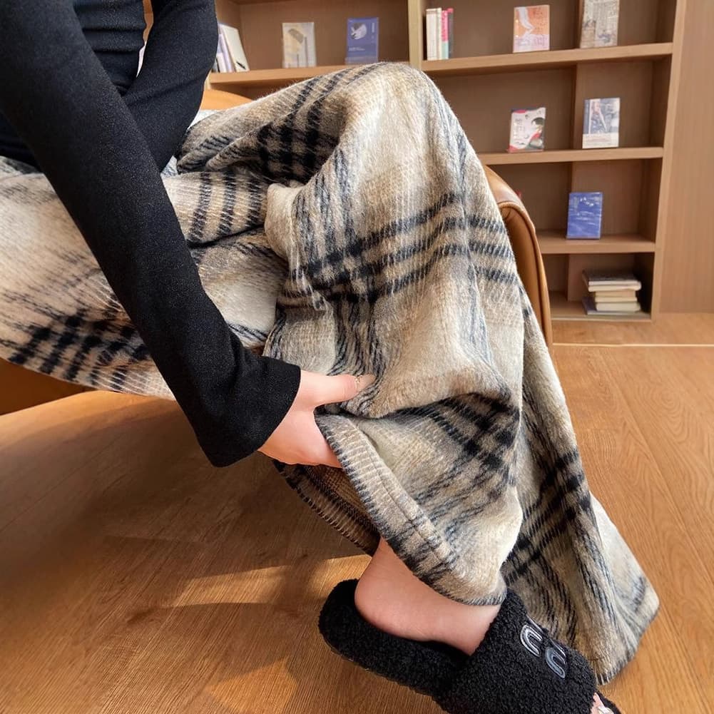 チェックパンツ ふんわり起毛 リラックスチェック柄パンツ