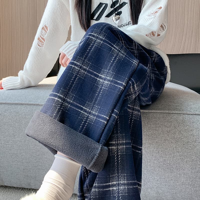 チェックパンツあったか裏起毛チェックパンツ