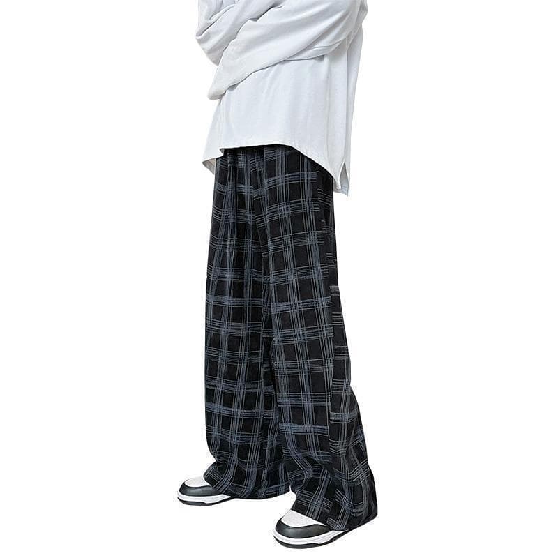 チェックパンツ ゆったりタータン チェック ワイドパンツ