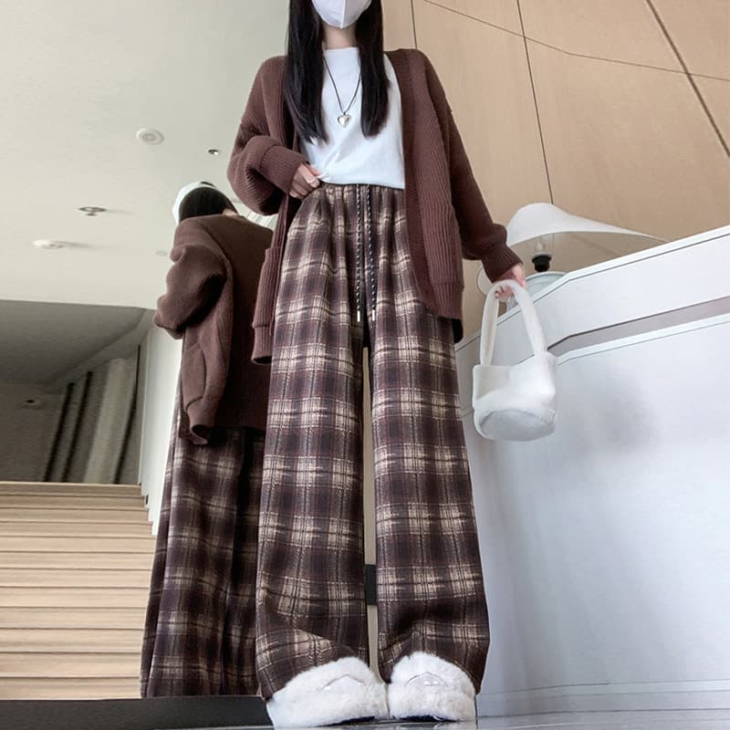 チェックパンツあったか裏起毛チェックパンツ