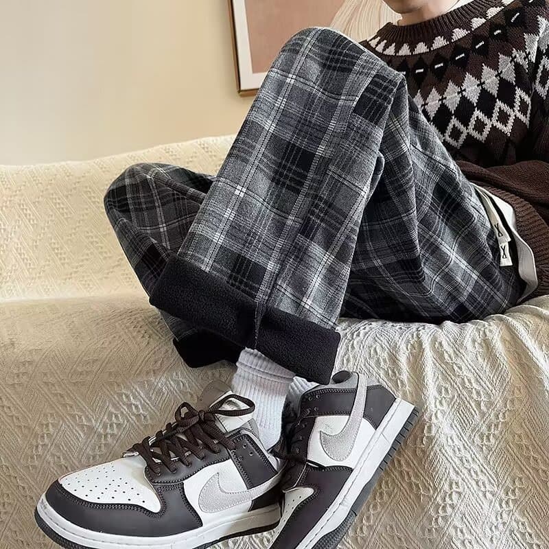 チェックパンツもこもこ裏起毛チェックパンツ 暖か素材