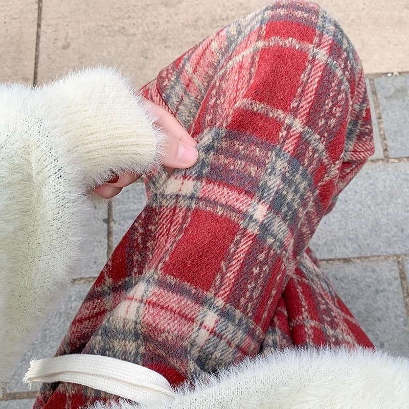 チェックパンツもこもこ起毛チェックパンツ