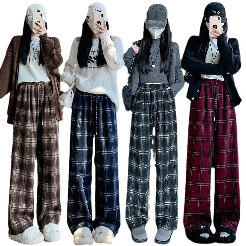 チェックパンツあったか裏起毛チェックパンツ