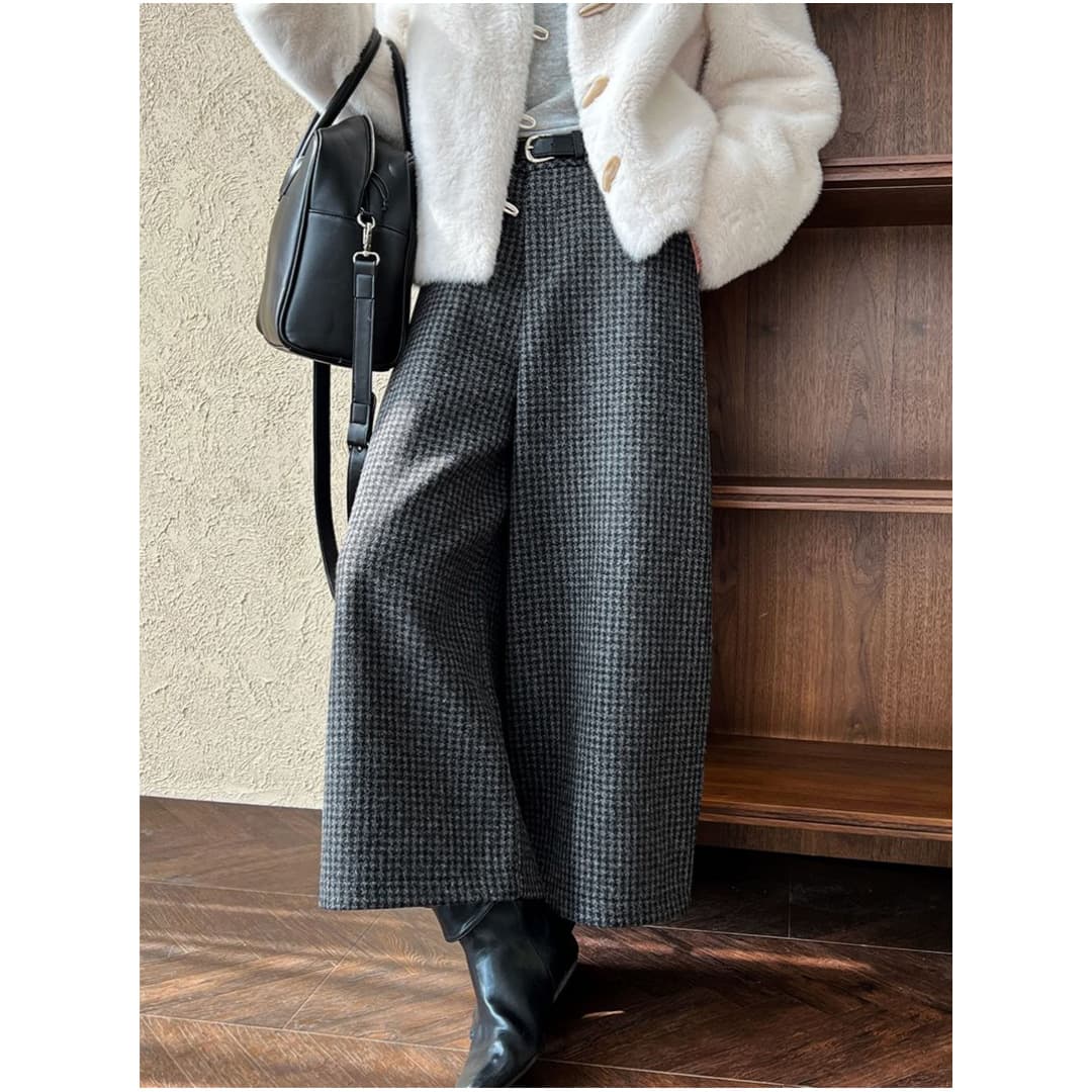 チェックパンツ ゆったりチェックワイドパンツ