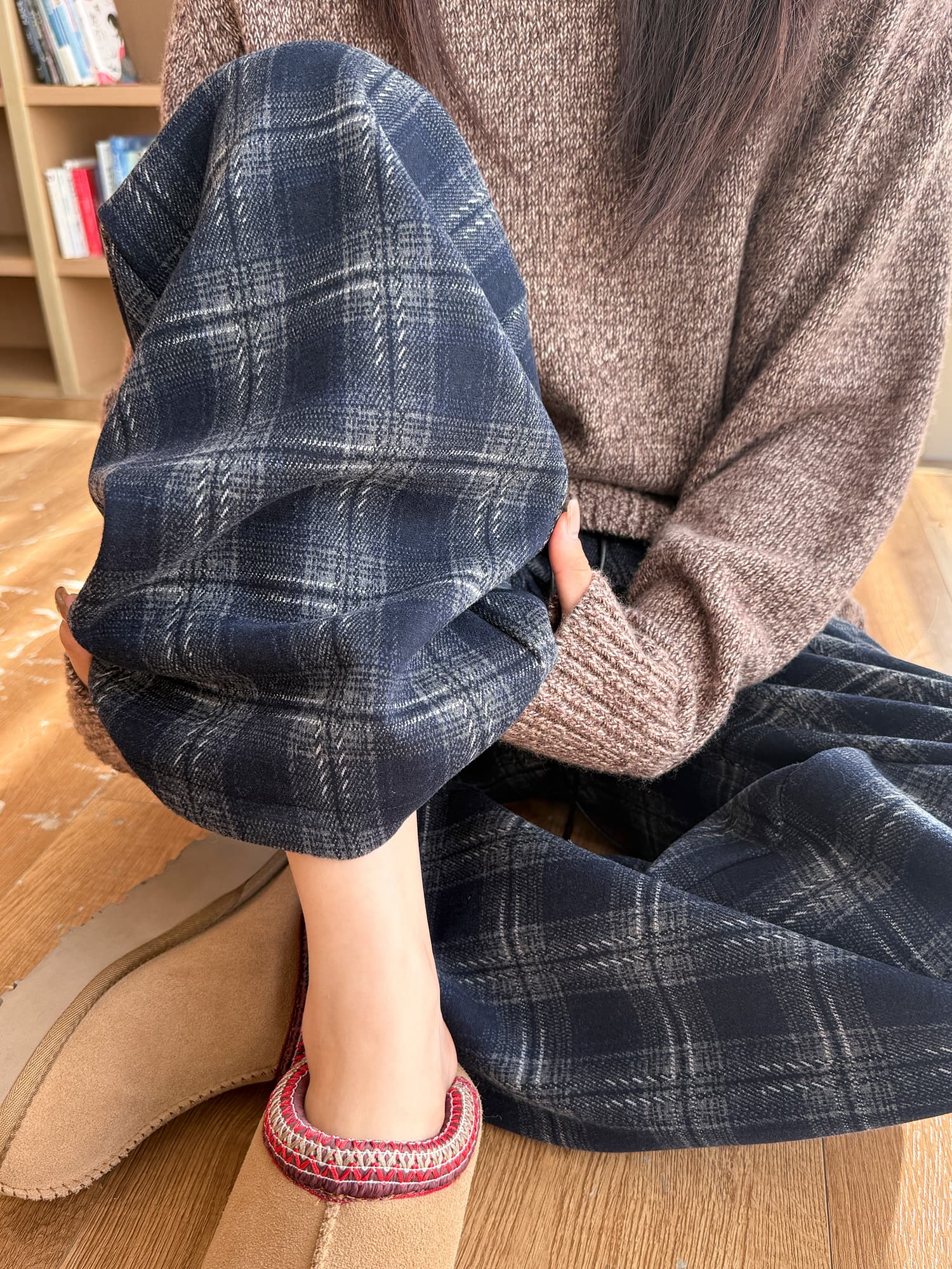 チェックパンツ ふんわりタータンチェックワイドパンツ