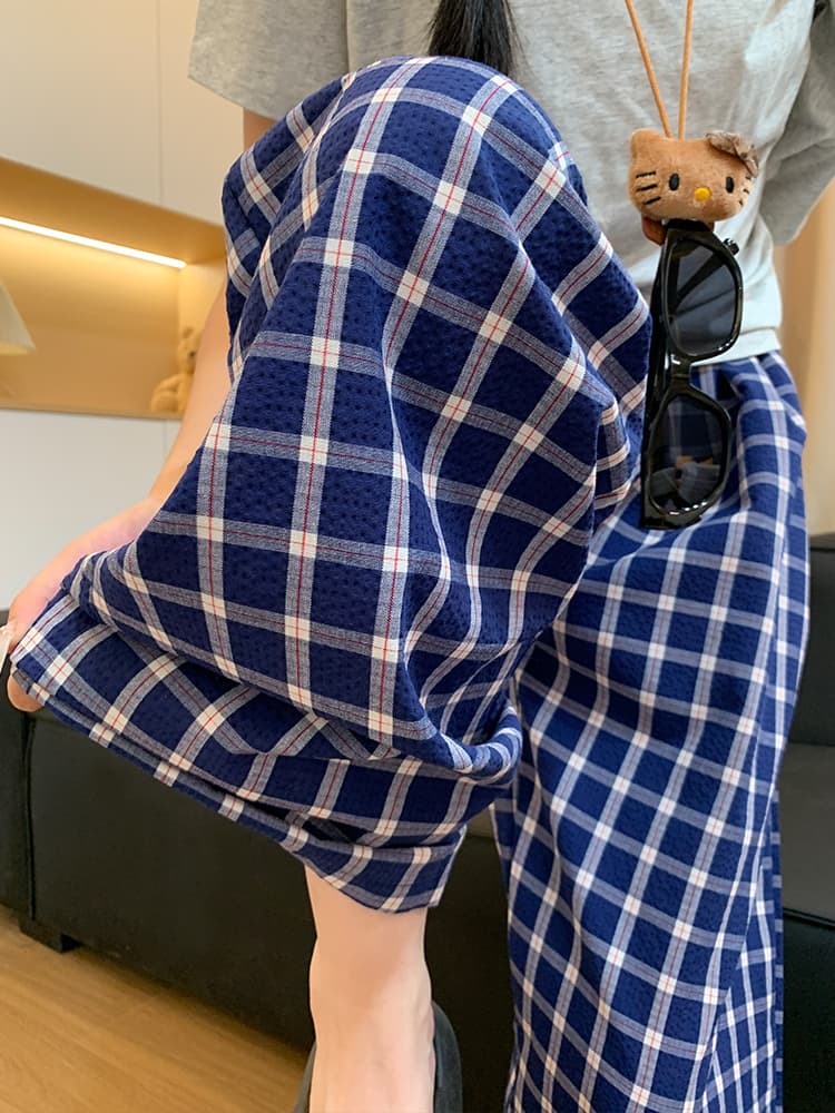 チェックパンツ ゆったりくつろぎパンツ