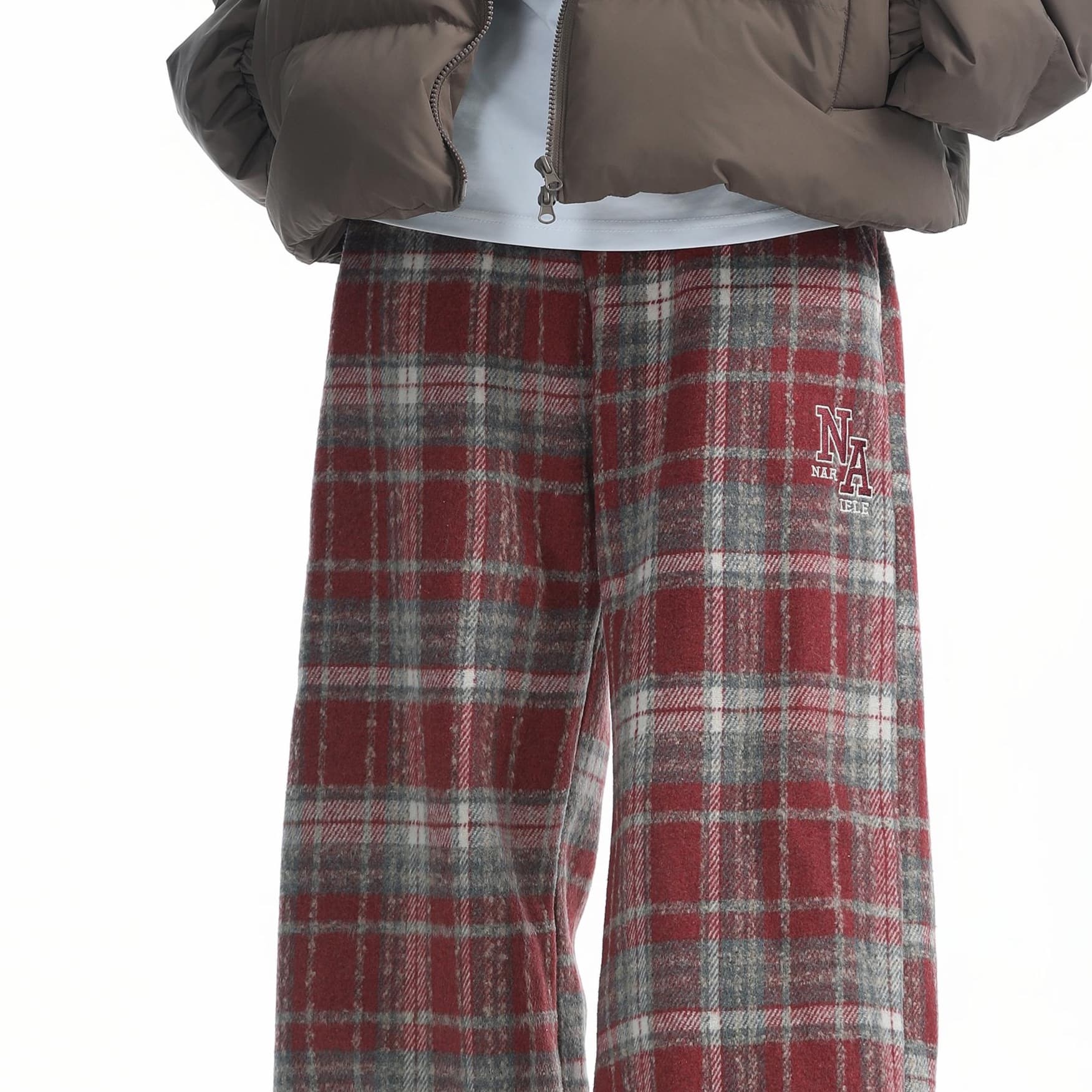 チェックパンツ ゆったりタータンチェックワイドパンツ
