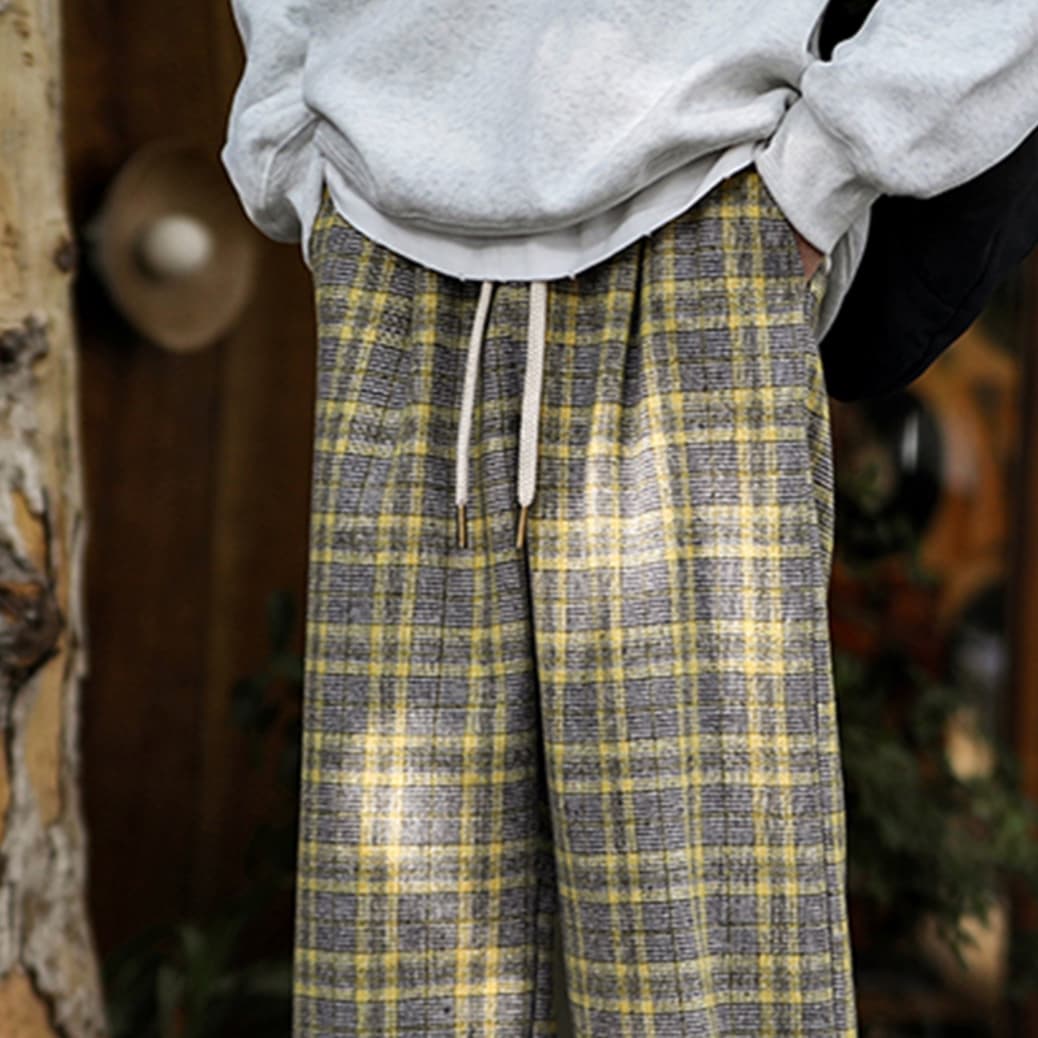 チェックパンツゆったりグレンチェックパンツ 上質仕立て