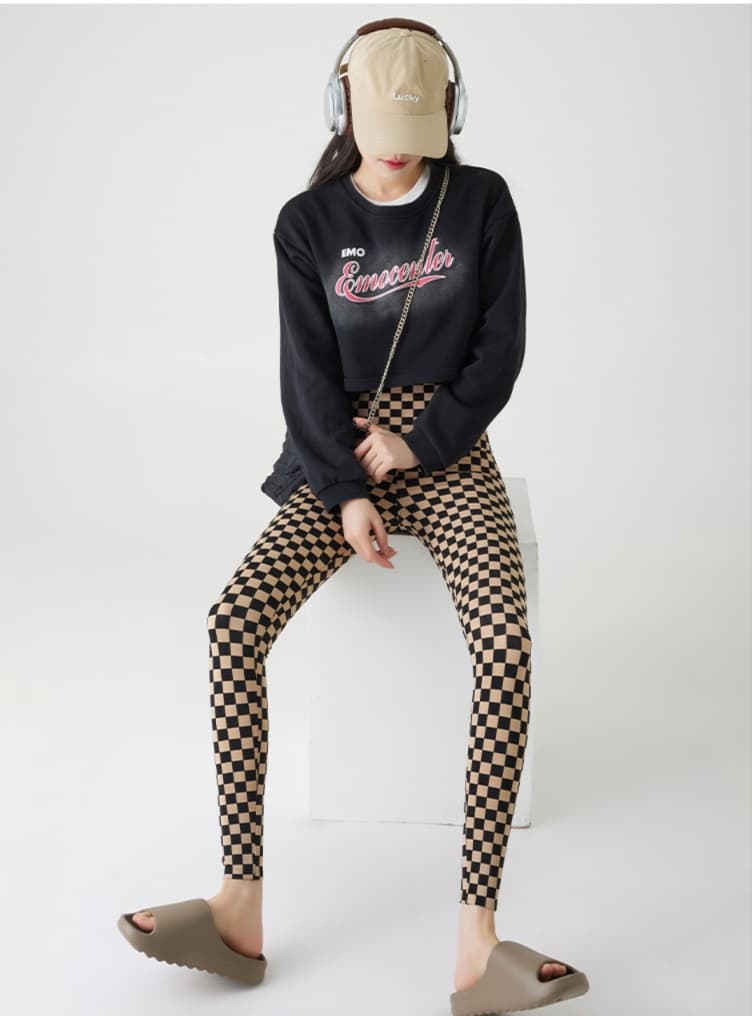 チェックパンツ スキニー 市松模様ストレッチレギンスパンツ