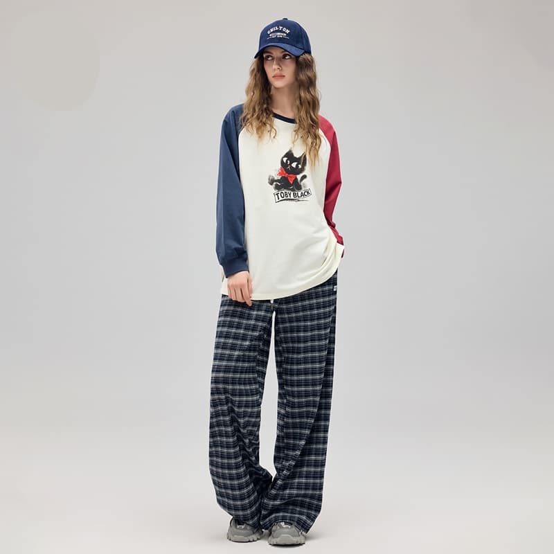 チェックパンツ リラックスチェック柄ワイドパンツ