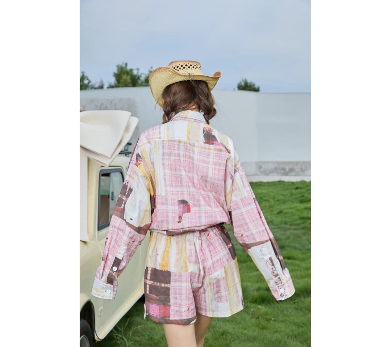 チェックパンツ レース縁取り チェック柄 セットアップ ショートパンツ