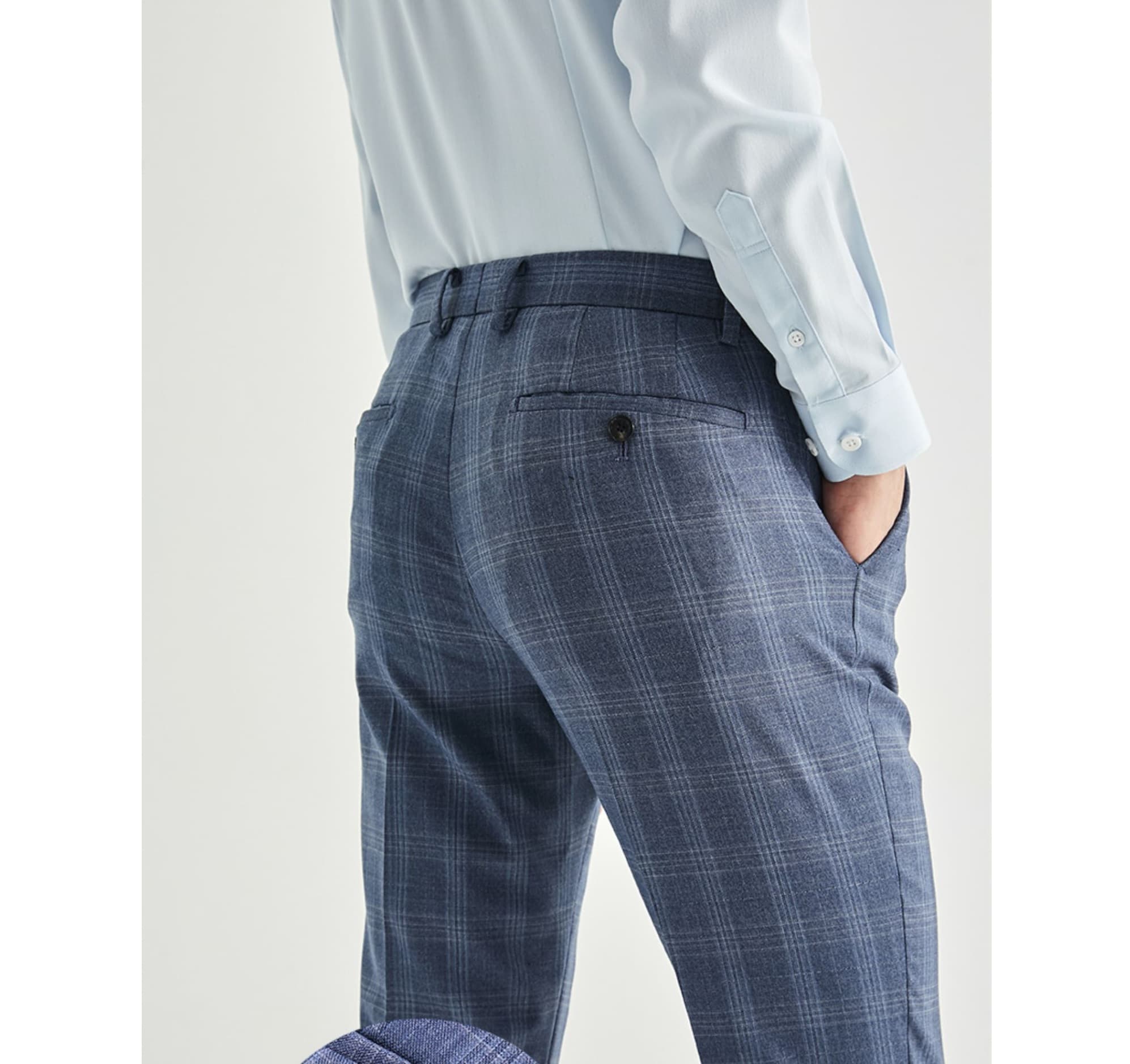 チェックパンツ 上質チェック柄スリムフィットパンツ