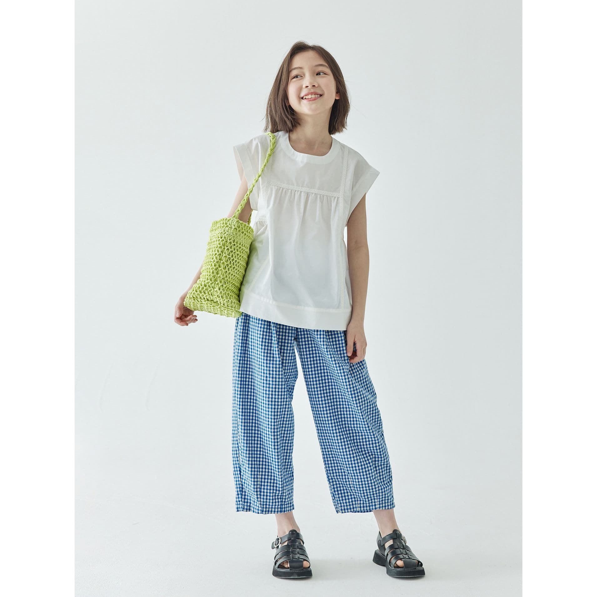 チェックパンツ 女の子向け爽やかギンガムチェックパンツ
