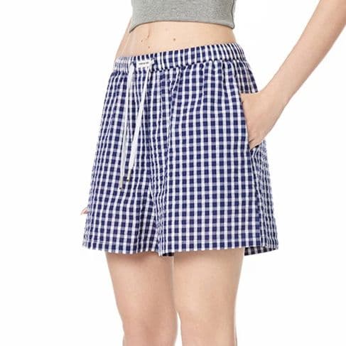 チェックパンツ 格子柄リラックスショートパンツ