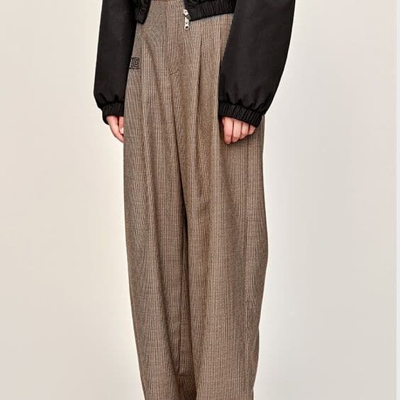 チェックパンツ 古典的なゆとりワイドパンツ