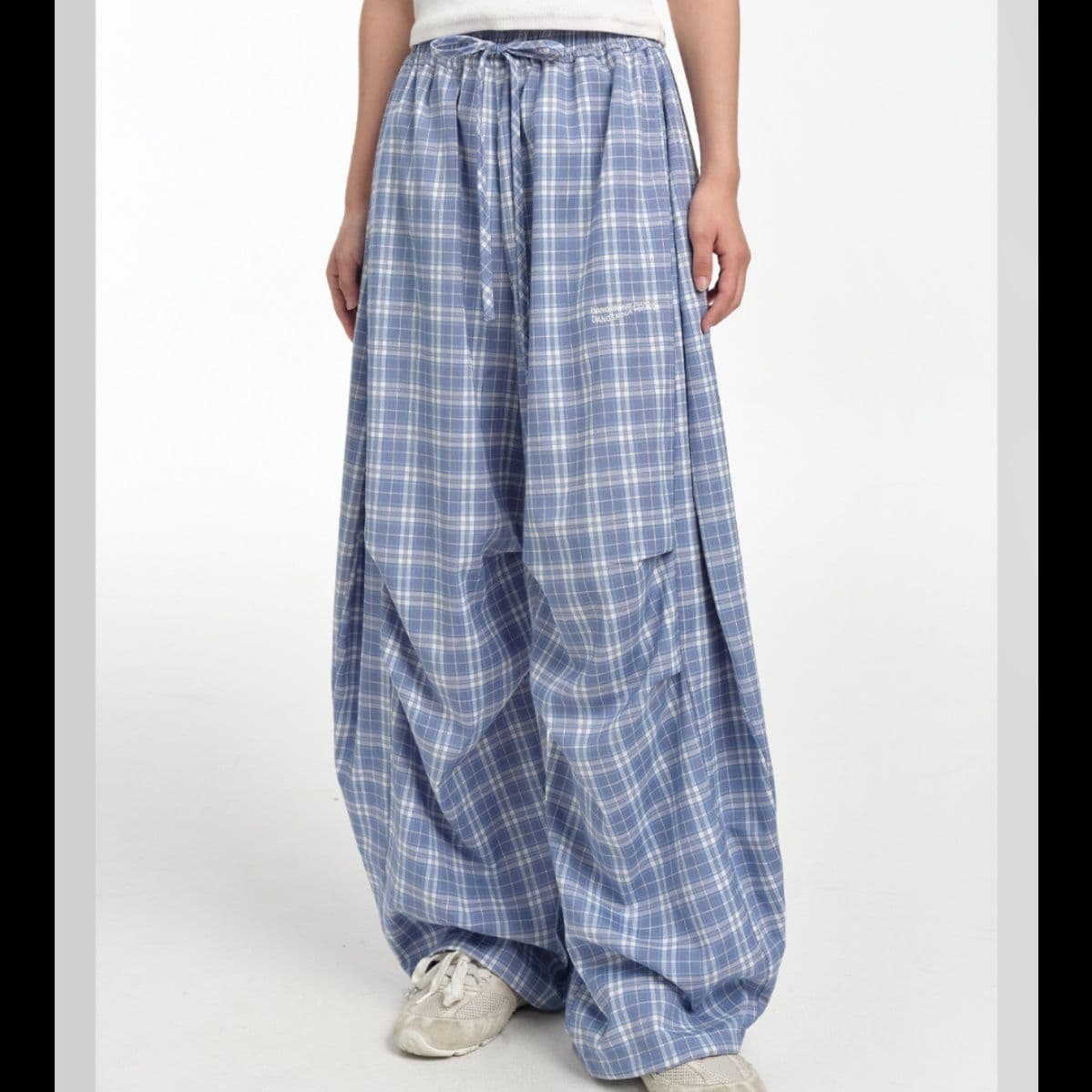 チェックパンツ ゆったりシルエットチェックワイドパンツ