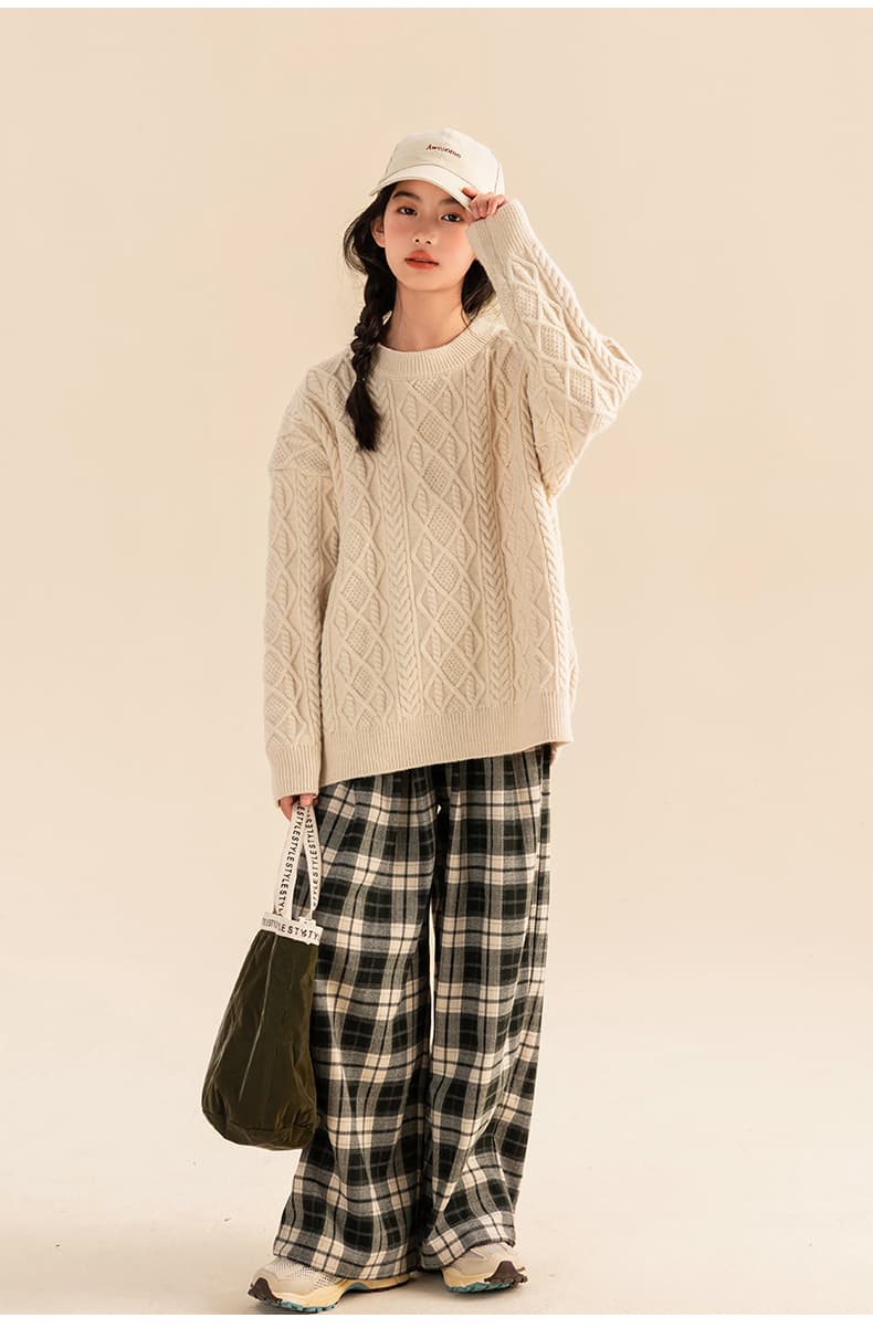 チェックパンツ ゆったりチェックワイドパンツ