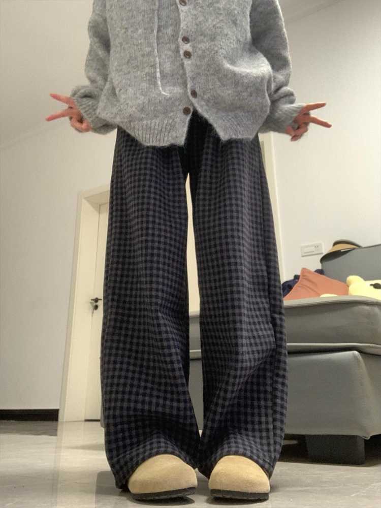 チェックパンツ ゆったりチェックワイドパンツ