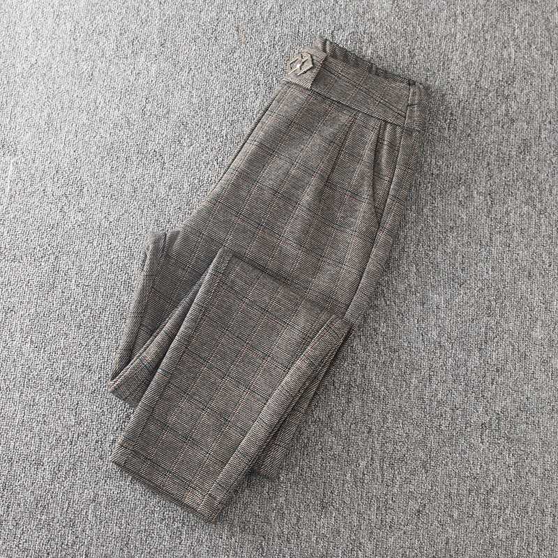 チェックパンツ 上質素材 グレンチェック テーパードパンツ
