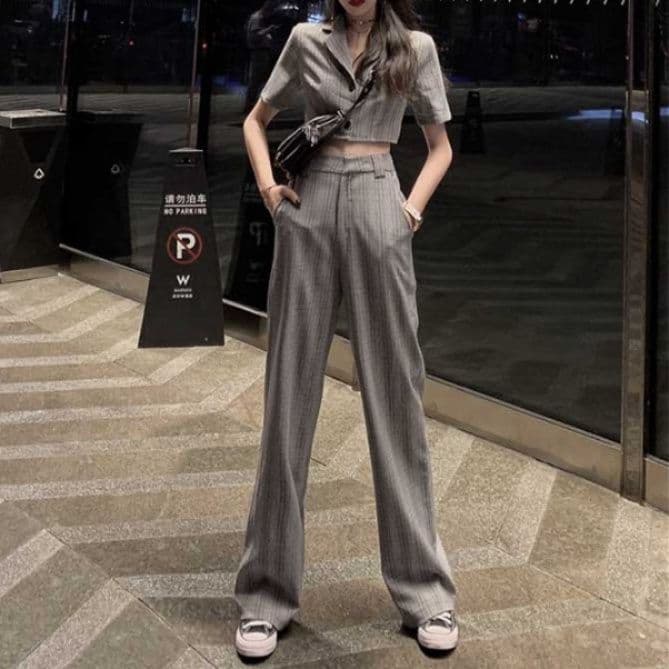 チェックパンツ クラシカルグレーチェック セットアップパンツ