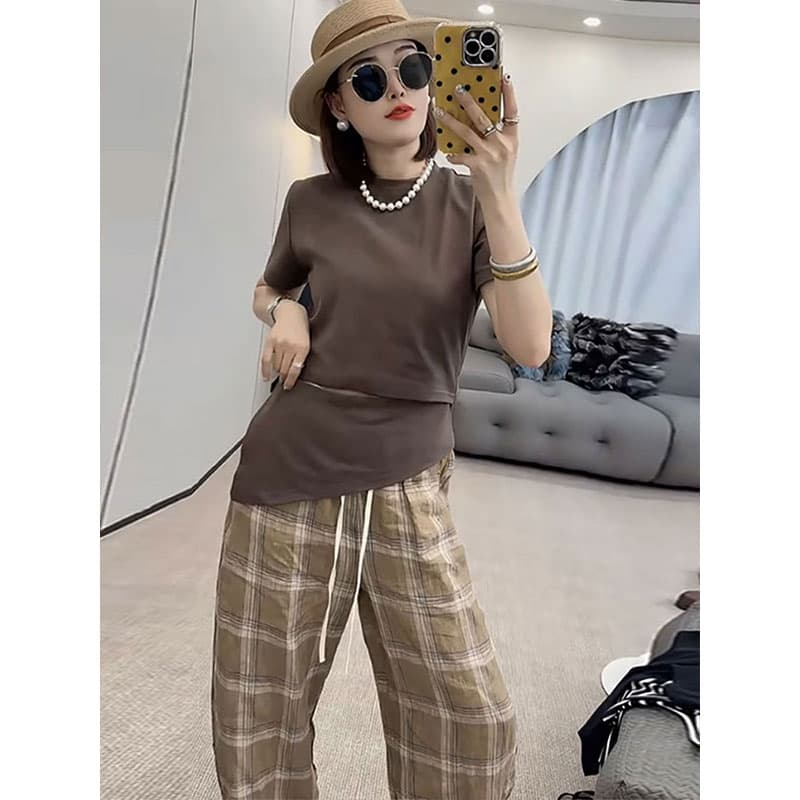 チェックパンツ リラックス チェック ワイドパンツ