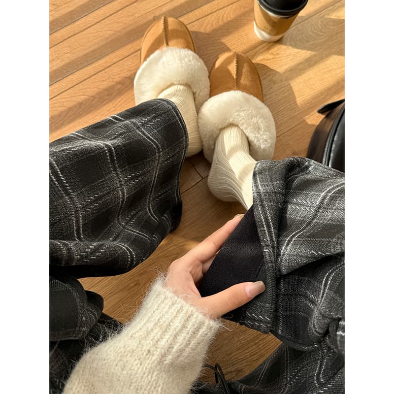 チェックパンツ 落ち着きのある大人なチェックワイドパンツ