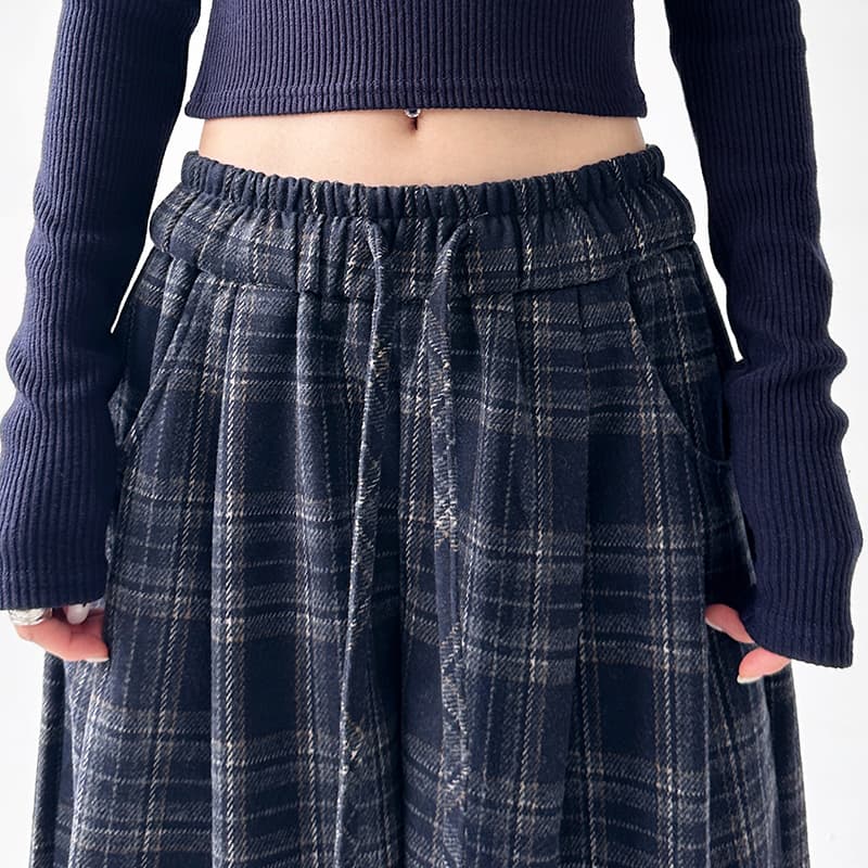 チェックパンツ ウエストゴム リラックス