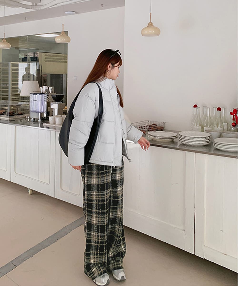 チェックパンツ チェック柄ワイドパンツ レディース ゆったり起毛