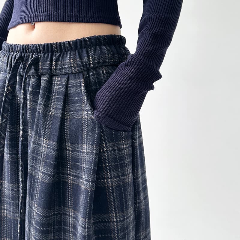チェックパンツ ウエストゴム リラックス