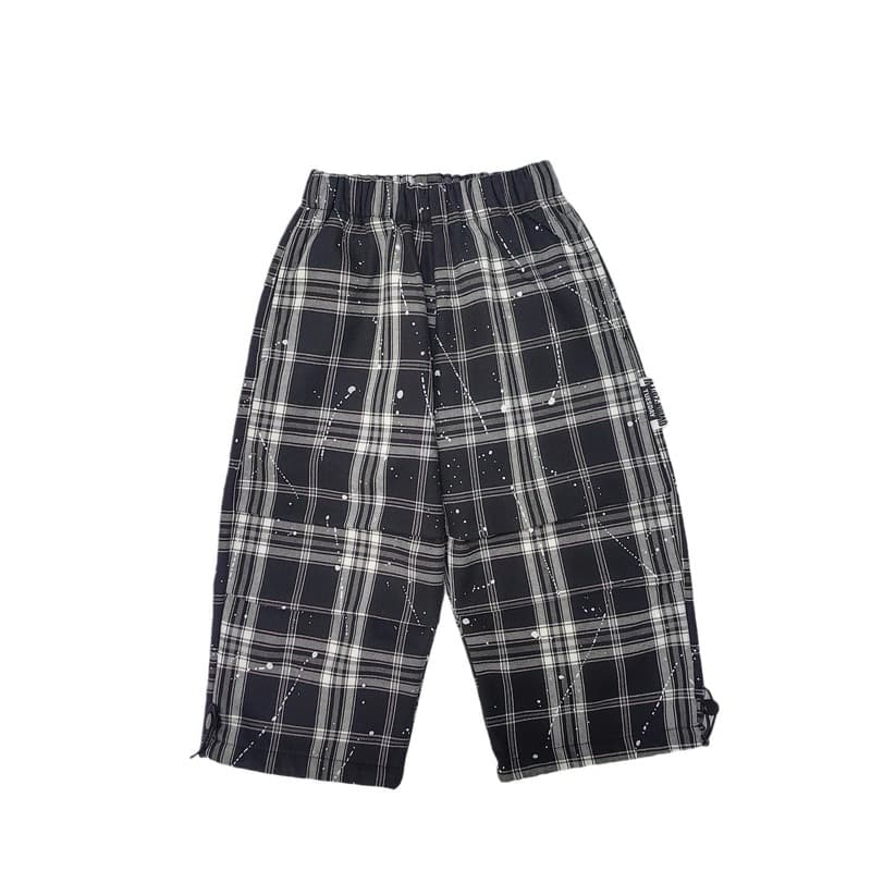 チェックパンツ キッズ タータンチェック裏起毛パンツ モノトーン