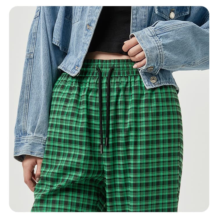 チェックパンツ ゆったりチェック柄リラックスパンツ